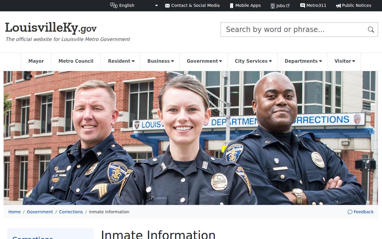 Louisville Metro Corrections inmate information hub for current arrest and custody records