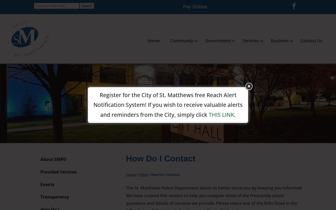 Official St. Matthews Police contact information for records and investigations