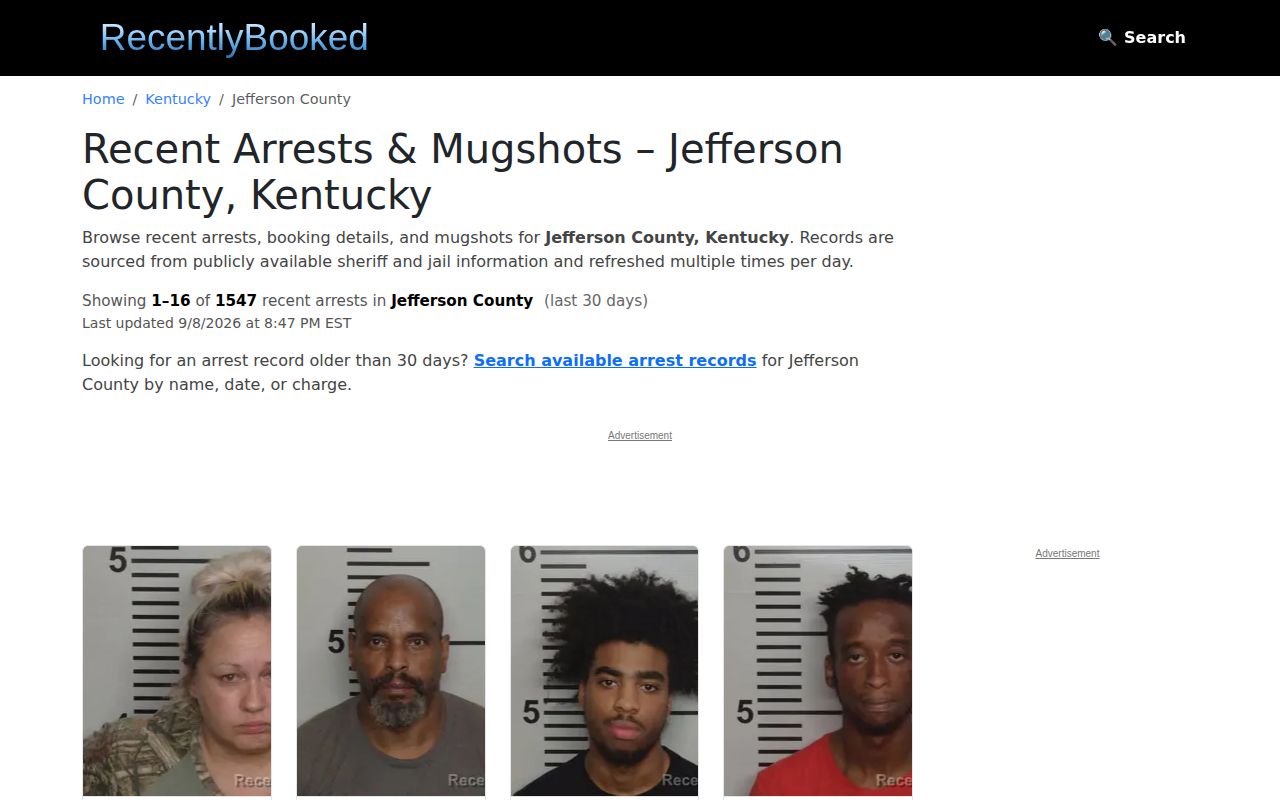 Unofficial Jefferson County recent arrests aggregator source page